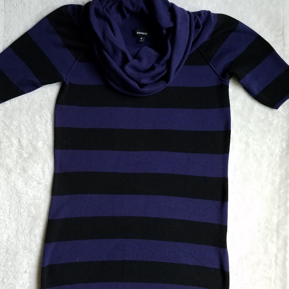 Express Short-Sleeved Cowl Neck Sweater, Size M - Picture 3 of 7